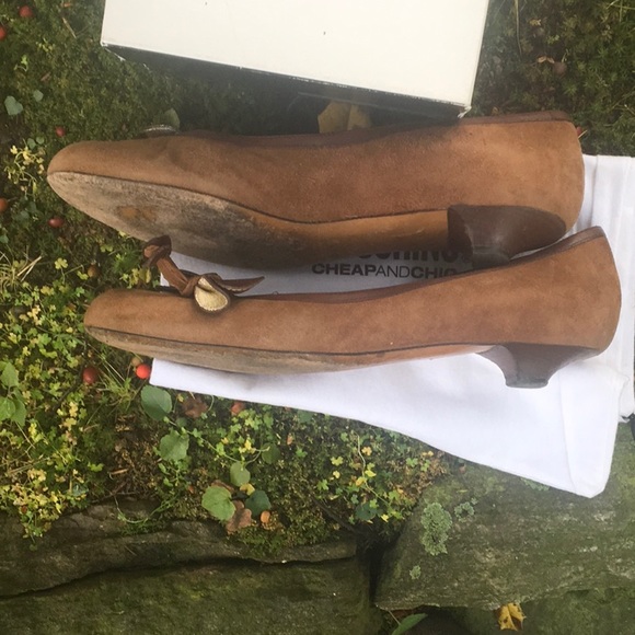 Moschino brown suede flats flower trim - Picture 5 of 6